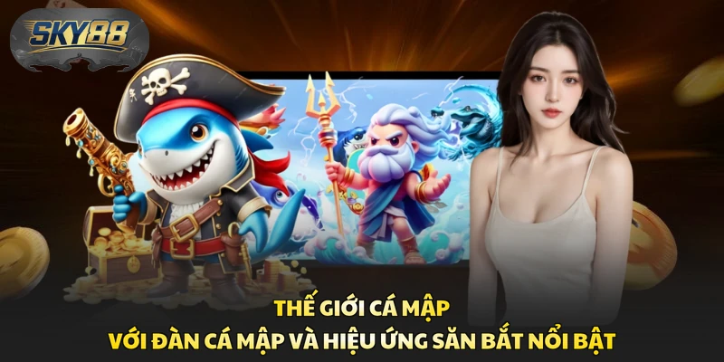 Thế Giới Cá Mập với đàn cá mập và hiệu ứng săn bắt nổi bật